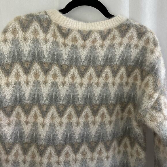Calvin Klein Women's Eyelash Knit Fair Isle Sweater In Porcelain Size Medium - Picture 9 of 9